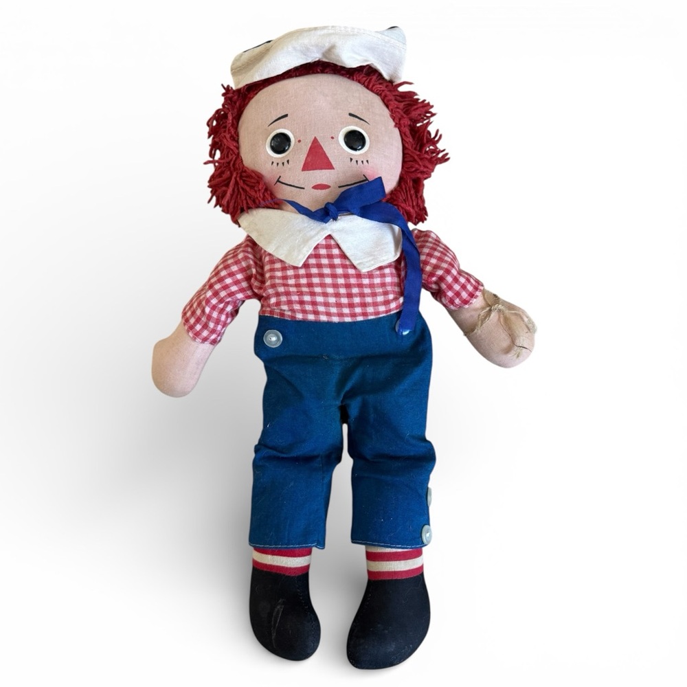 Knickerbocker Vintage 80’s Raggedy Andy Doll Red Yarn Hair Americana Collectible